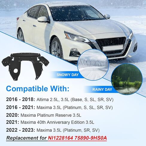 ELH Engine Splash Shield Fit for 2016-2018 Nissan Altima/2016-2023 Nissan Maxima 2.5L 3.5L NI1228164 75890-9HS0A in Kuwait