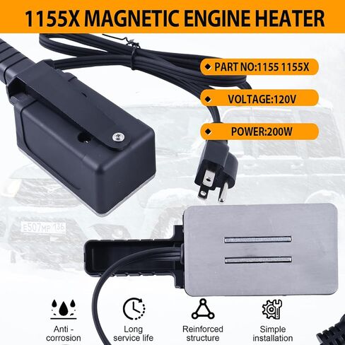 JEENDA Magnetic Engine Block Heater 1155x 1155 200w with 43in Power Cord, Oil Pan Heater, 120V Surface-Thermostat Control for Car, Truck, Tractors, Diesel Vehicles and Other Equipment in Saudi Arabia