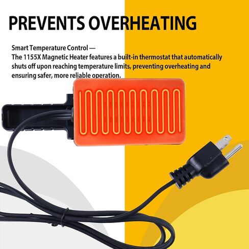 JEENDA Magnetic Engine Block Heater 1155x 1155 200w with 43in Power Cord, Oil Pan Heater, 120V Surface-Thermostat Control for Car, Truck, Tractors, Diesel Vehicles and Other Equipment in Saudi Arabia