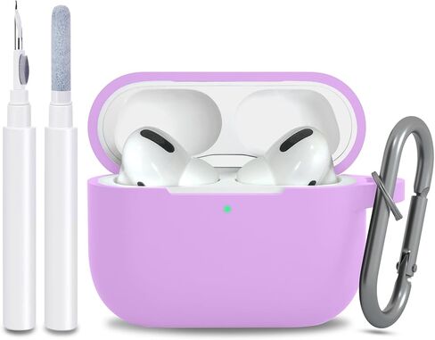 غطاء حافظة AirPods Pro الجيل الثاني/الأول مع سلسلة مفاتيح، ملحقات واقية من السيليكون الناعم مضادة للغبار لعلبة شحن Apple AirPods Pro 2 2022/2019، شاشة LED أمامية مرئية، أسود in Saudi Arabia