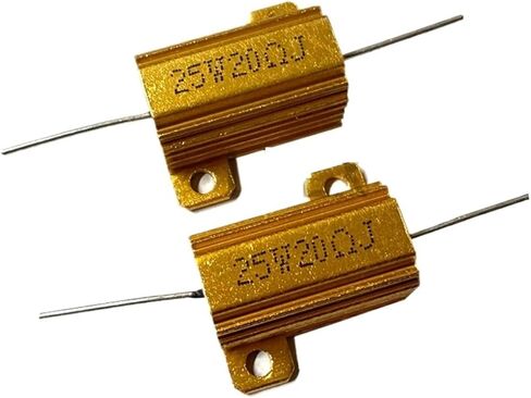 2PCS Gold Aluminum Shell Resistors: 25W 20RJ and 50W 10RJ with Leads, 50W Aluminum Housing with Pins, 25W 20Ω, 5% Tolerance(50W 10RJ-2pcs) in Kuwait