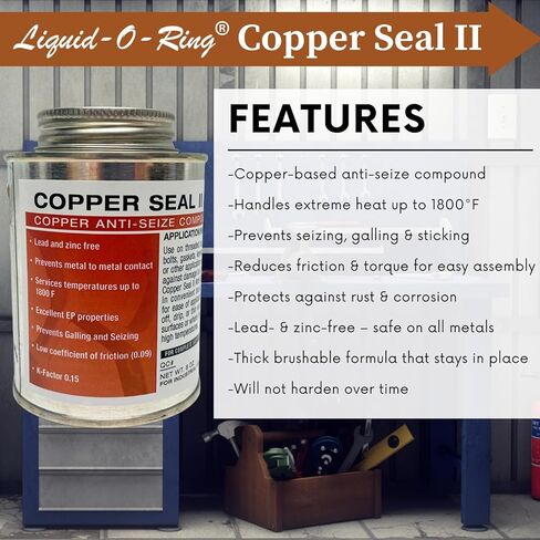 Copper Seal II Copper Anti-Seize Lubricant – Made in the USA, High Temp 1800°F, Prevents Seizing & Corrosion, for Spark Plugs, Exhaust, Bolts & Brakes (8oz) in Kuwait