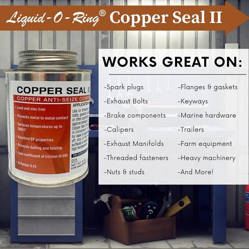 Copper Seal II Copper Anti-Seize Lubricant – Made in the USA, High Temp 1800°F, Prevents Seizing & Corrosion, for Spark Plugs, Exhaust, Bolts & Brakes (8oz) in Kuwait