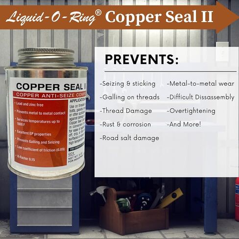 Copper Seal II Copper Anti-Seize Lubricant – Made in the USA, High Temp 1800°F, Prevents Seizing & Corrosion, for Spark Plugs, Exhaust, Bolts & Brakes (8oz) in Kuwait