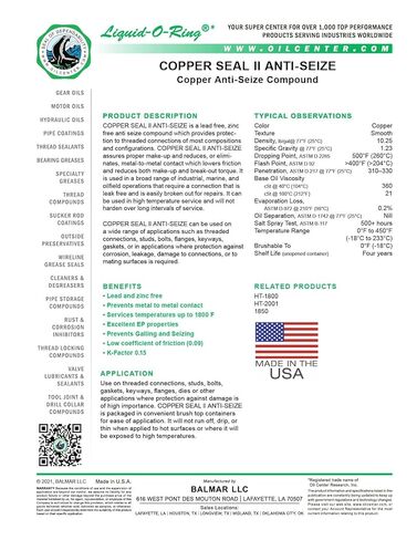 Copper Seal II Copper Anti-Seize Lubricant – Made in the USA, High Temp 1800°F, Prevents Seizing & Corrosion, for Spark Plugs, Exhaust, Bolts & Brakes (8oz) in Kuwait