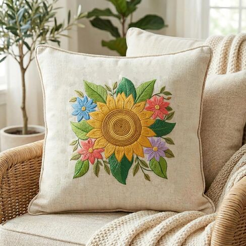 Hadnves 4 Sheets Embroidery Patterns Sunflowers Bouquets Water Soluble Floral Embroidery Patterns Stick and Stitch Wash Away Flower Transfer Paper for T-Shirt Towel Bag Hand Sewing DIY Lover Beginners in Kuwait