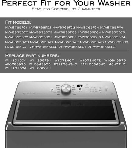مجموعة غطاء الغسالة W11256781 المُحدثة المتوافقة مع غطاء غسالة Whirlpool Maytag - يستبدل W11101504 W10843975 W11082611، WP8563965 مفصل الغطاء الأيسر وWP8572974 مفصل الغطاء الأيمن وW11404293 4 براغي in Kuwait