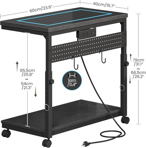 CHOEZON 31.5" Large Computer Tower Stand with Power Outlet, Under-Desk PC Cart with 2 Hooks, PC Stand with LED, Height Adjustable PC Tower Holder on Wheels, for Living Room, Office, Black TCJ51UDBB in Kuwait