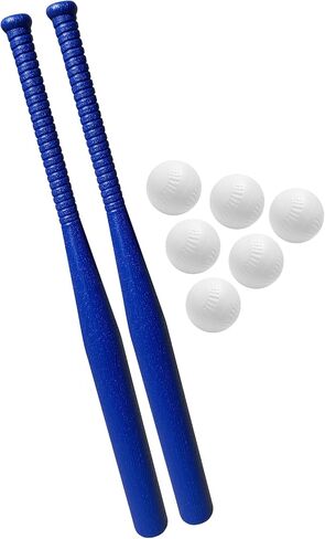 BAMMAX Backyard Baseball Set Includes (2) 32" Plastic Bats & (6) Plastic Baseballs | Great for Backyard Games & Parties | Safer Alternative to Kids Baseball Bats | Great for 3-10 Years Kids in Kuwait