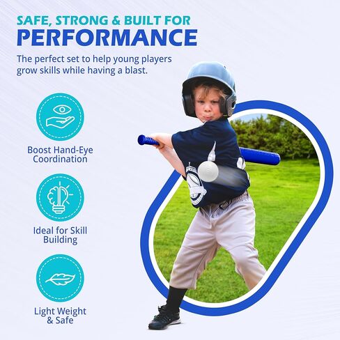 BAMMAX Backyard Baseball Set Includes (2) 32" Plastic Bats & (6) Plastic Baseballs | Great for Backyard Games & Parties | Safer Alternative to Kids Baseball Bats | Great for 3-10 Years Kids in Kuwait