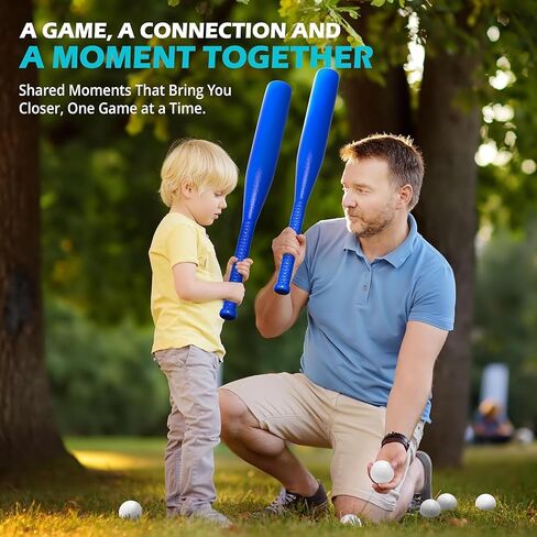 BAMMAX Backyard Baseball Set Includes (2) 32" Plastic Bats & (6) Plastic Baseballs | Great for Backyard Games & Parties | Safer Alternative to Kids Baseball Bats | Great for 3-10 Years Kids in Kuwait