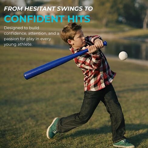 BAMMAX Backyard Baseball Set Includes (2) 32" Plastic Bats & (6) Plastic Baseballs | Great for Backyard Games & Parties | Safer Alternative to Kids Baseball Bats | Great for 3-10 Years Kids in Kuwait