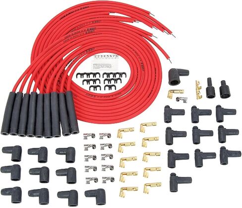 JEGS 8 مم أسلاك الطاقة الحمراء الساخنة | يناسب تشيفي الصغيرة/الكبيرة وAMC 290-401 مع محركات HEI V8 | مسارات فوق أغطية الصمامات أو أسفل الرؤوس | صنع في الولايات المتحدة الأمريكية | محطات توصيل الإشعال متعددة الزوايا in Kuwait