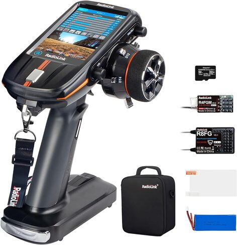 Radiolink RC8X 8 Channels 2.4G RC Transmitter and R8FG&R4FGM V2.1 Gyro Receiver, Voltage Telemetry Surface Remote Controller, 4.3" IPS Touch FPV Screen for RC Crawler/Drifting/Cars/Boats in Kuwait