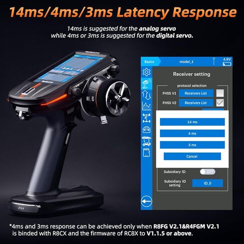Radiolink RC8X 8 Channels 2.4G RC Transmitter and R8FG&R4FGM V2.1 Gyro Receiver, Voltage Telemetry Surface Remote Controller, 4.3" IPS Touch FPV Screen for RC Crawler/Drifting/Cars/Boats in Kuwait