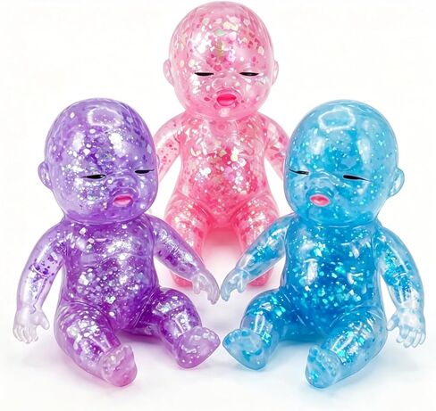 3PCS Baby Squishy Glittery, Slow Rising Squishy, 4" Soft Squeezable Fidget Toy, Desk Decor & Anxiety Relief, Ideal for Birthday Gifts, Party Favors, Classroom Prizes, Easter Basket Stuffers in Kuwait