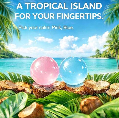 2026 New Coconut Oil Stress Ball, Coconut Oil Squishy, Slow Rising Non-Rebounding Stress Relief Squishy, Portable Desk Squishies Stress Ball (2pcs1.6in Pink+Blue) in Kuwait