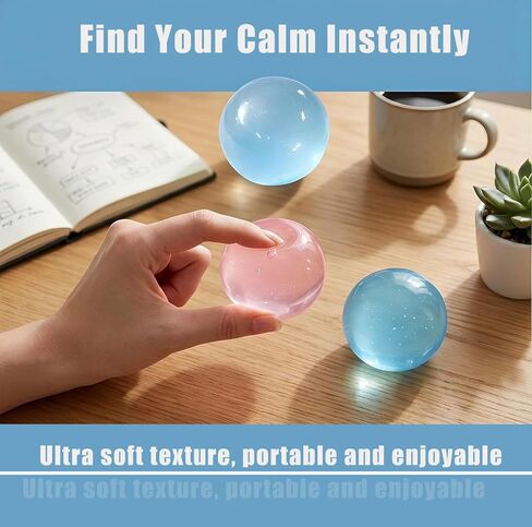 2026 New Coconut Oil Stress Ball, Coconut Oil Squishy, Slow Rising Non-Rebounding Stress Relief Squishy, Portable Desk Squishies Stress Ball (2pcs1.6in Pink+Blue) in Kuwait