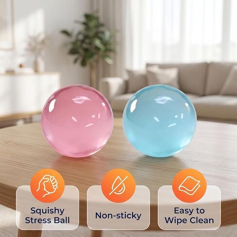 2026 New Coconut Oil Stress Ball, Coconut Oil Squishy, Slow Rising Non-Rebounding Stress Relief Squishy, Portable Desk Squishies Stress Ball (2pcs1.6in Pink+Blue) in Kuwait