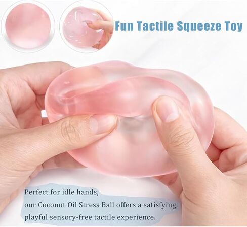 2026 New Coconut Oil Stress Ball, Coconut Oil Squishy, Slow Rising Non-Rebounding Stress Relief Squishy, Portable Desk Squishies Stress Ball (2pcs1.6in Pink+Blue) in Kuwait