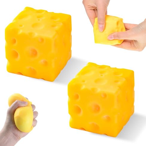 Cheese Squishy 2Pcs, Soft Sensory Fidget Toy that Always Returns to Shape, Stress Relief for Adults & Office Desk, Party Favors Gift in Saudi Arabia