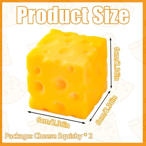 Cheese Squishy 2Pcs, Soft Sensory Fidget Toy that Always Returns to Shape, Stress Relief for Adults & Office Desk, Party Favors Gift in Saudi Arabia