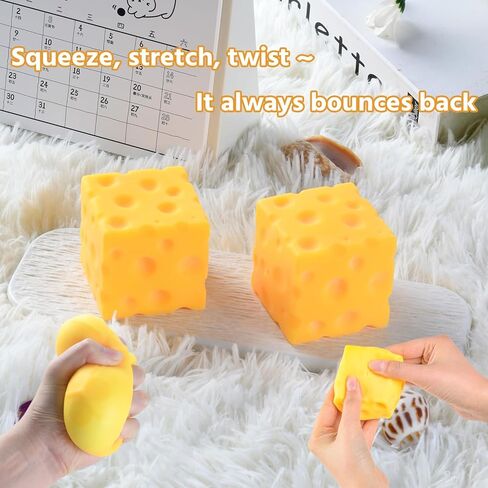 Cheese Squishy 2Pcs, Soft Sensory Fidget Toy that Always Returns to Shape, Stress Relief for Adults & Office Desk, Party Favors Gift in Saudi Arabia