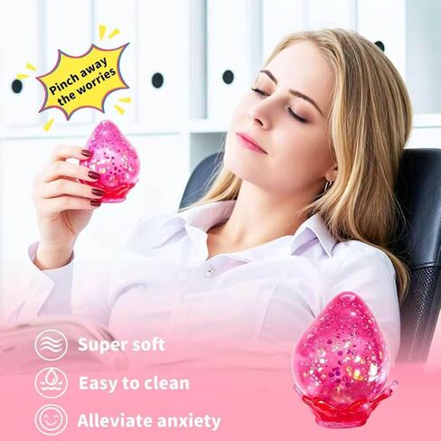 ألعاب تململ قطرة الماء الإسفنجية، ألعاب حسية بطيئة الارتفاع، كرات ضغط قطرات لامعة للبالغين، حزمة تململ لمكتب المكتب (وردي) in Kuwait
