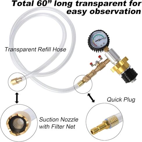 Coolant Vacuum Refill Kit Radiator Cooling System Vacuum Refilling Gauge Tool with 32mm 35mm 40mm 45mm Apdapters in Kuwait