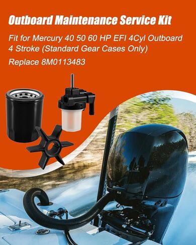 مجموعة خدمة الصيانة الخارجية مناسبة لميركوري 40 50 60 HP EFI 4Cyl Outboard 4 Stroke (حالات التروس القياسية فقط) استبدال 8M0113483 مجموعة إصلاح مضخة المياه مجموعة فلتر زيت الترموستات in Kuwait