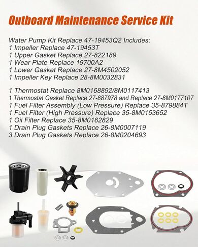 مجموعة خدمة الصيانة الخارجية مناسبة لميركوري 40 50 60 HP EFI 4Cyl Outboard 4 Stroke (حالات التروس القياسية فقط) استبدال 8M0113483 مجموعة إصلاح مضخة المياه مجموعة فلتر زيت الترموستات in Kuwait