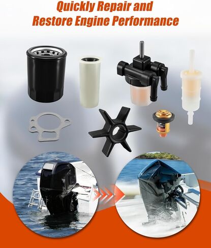 مجموعة خدمة الصيانة الخارجية مناسبة لميركوري 40 50 60 HP EFI 4Cyl Outboard 4 Stroke (حالات التروس القياسية فقط) استبدال 8M0113483 مجموعة إصلاح مضخة المياه مجموعة فلتر زيت الترموستات in Kuwait