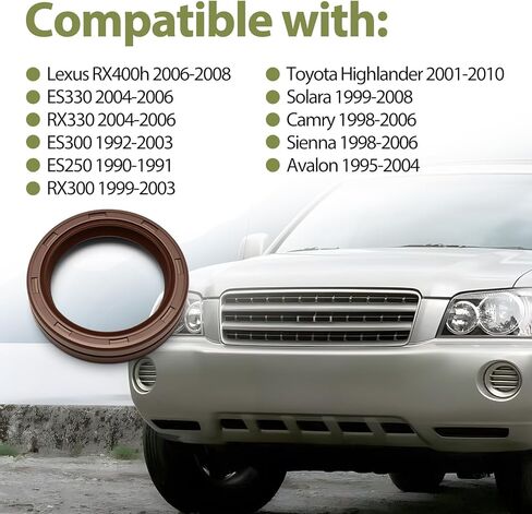 Engine Camshaft & Crankshaft Oil Seal Kit Compatible with Lexus ES250 ES300 ES330 RX300 RX330 RX400h, Toyota Camry Solara Highlander Sienna Avalon Replace 90311-38034 90311-40022 in Kuwait