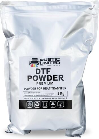 مسحوق Rustic United DTF، 1 كجم / 35.3 أونصة لاصقة تذوب بالحرارة مسبقًا نقل رقمي طباعة مباشرة لجميع أنواع الملابس والأقمشة المتوافقة مع جميع طابعات DTF/DTG in Kuwait