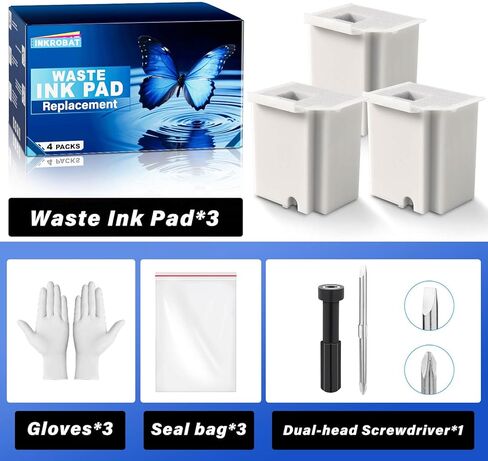 Waste Ink Pad Replacement with Reset Software for Ecotank ET-2800 ET-4800 ET-2720 ET-2803 ET-2400 ET-4700 2800 4800 2720 2803 ET2800 ET4800 Printer, Maintenance Box with Reset Software (3 Packs) in Kuwait