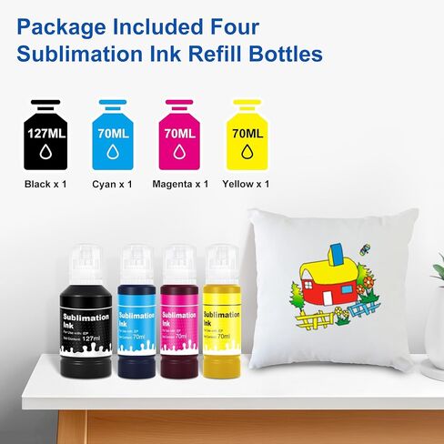 زجاجات إعادة تعبئة حبر التسامي متوافقة مع طابعات Epson ET2800 ET2400 ET4800 ET15000 ET8550 ET2850 ET2803 نقل الضغط الحراري على الأكواب والقمصان in Kuwait