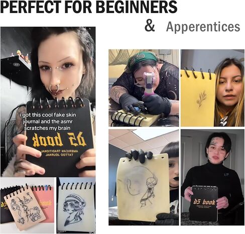 D5 Tattoo Practice Flipbook - 7 Sheets of 3MM Premium Material, Original Tattoo Practice Book, Create Your Own Tattoo Training Journal, Portable & Reusable for DIY Tattoo Artists in Kuwait