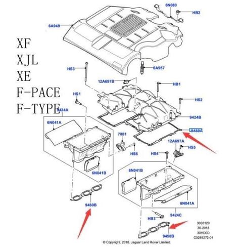 Intake Manifold Gasket Kit LR041681 & LR041680 for Land Rover Range Rover 2013-2021 & Sport 2014-2022, LR4 14-16 Range Rover Velar, Discovory, Jaguar 3.0L SC V6 Petrol Engines in Kuwait