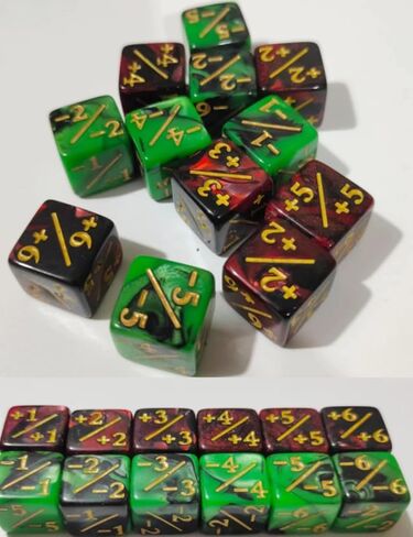 48 Pieces MTG Counters Magic Dice, +1/+1 Buff Tokens Black Counter D6, Gaming Accessories for TCG Cards/Players(Green +red) in Kuwait