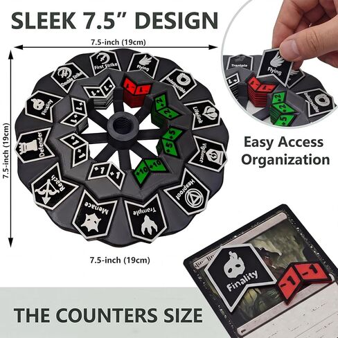 MTG Abilities Keywords Counter Wheel,7.5" Diameter Token Tracker with 123-Piece Keyword and Life Counter Bulk Tokens,for TCG/MTG Magic Card Gaming Accessories-Track Flying,Lifelink & Stat Buffs Easily in Kuwait
