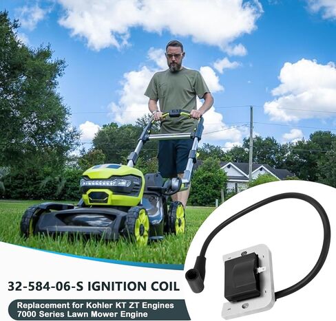 2 Pack 32-584-06-S Ignition Coil Module for Kohler KT600 KT610 KT715 KT725 KT730 KT735 KT740 ZT710 ZT720 ZT730 7000 Series Lawn Mower Engine with Spark Plug,Replaces 3258406-S 3258406 32 584 06 S in Kuwait