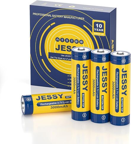 JESSY 4Pack 300 0mAh Rechargeable Ni-MH Batteries 3,7V Button Top Rechargeable Battery, 300 0mah Rechargeable Batteries, for LED Flashlight, Headlamps in Kuwait