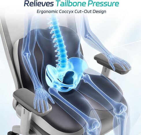 Back and Seat Cushion for Office, Back & Tailbone Pain Relief, Raised Cushion for Lumbar and Butt, Double-Sided Anti-Slip, Improves Sitting Posture, Ergonomic Memory Foam Lumbar Cushion in Kuwait