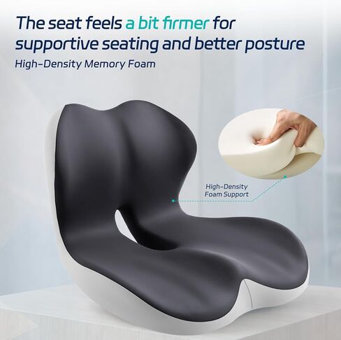 Back and Seat Cushion for Office, Back & Tailbone Pain Relief, Raised Cushion for Lumbar and Butt, Double-Sided Anti-Slip, Improves Sitting Posture, Ergonomic Memory Foam Lumbar Cushion in Kuwait