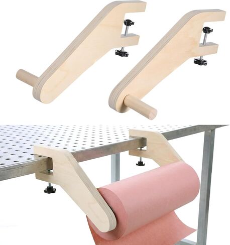 2 Pcs Wooden Craft Paper Roll Holder Dispenser Fits Tables 0-1.9" Thick and 5" Thick Paper Rolls with 1"+ Holes Crafts Papers Roll Holder Tabletop Dispenser for Painting or Craft Packaging in Kuwait