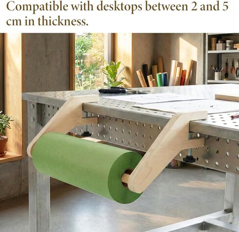 2 Pcs Wooden Craft Paper Roll Holder Dispenser Fits Tables 0-1.9" Thick and 5" Thick Paper Rolls with 1"+ Holes Crafts Papers Roll Holder Tabletop Dispenser for Painting or Craft Packaging in Kuwait