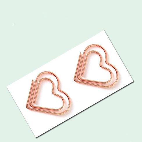 100Pcs Creative Electroplating Love Rose Gold Metal Paper Clip Shaped Paper Clip With Heart-shaped Design And Colorful Return Needle in Kuwait