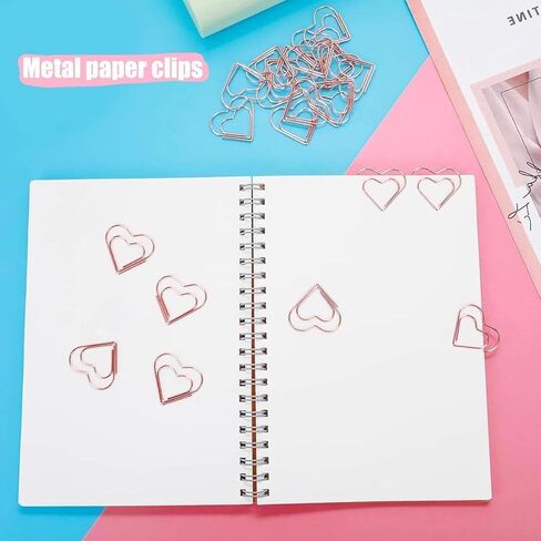 100Pcs Creative Electroplating Love Rose Gold Metal Paper Clip Shaped Paper Clip With Heart-shaped Design And Colorful Return Needle in Kuwait
