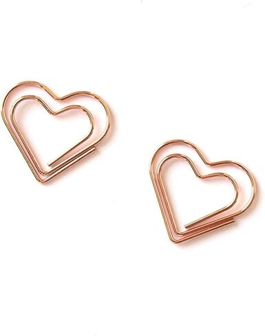 100Pcs Creative Electroplating Love Rose Gold Metal Paper Clip Shaped Paper Clip With Heart-shaped Design And Colorful Return Needle in Kuwait