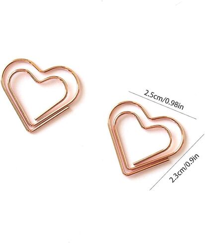 100Pcs Creative Electroplating Love Rose Gold Metal Paper Clip Shaped Paper Clip With Heart-shaped Design And Colorful Return Needle in Kuwait